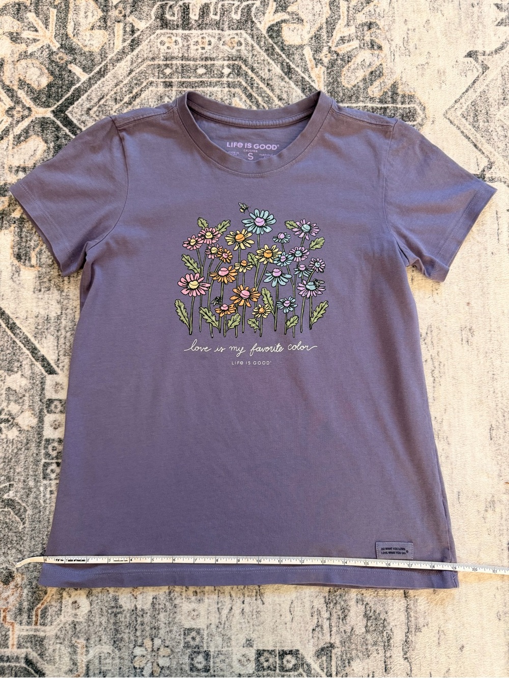 Life Is Good Girl’s/Women’s Purple Tee with Colorful Floral Graphic